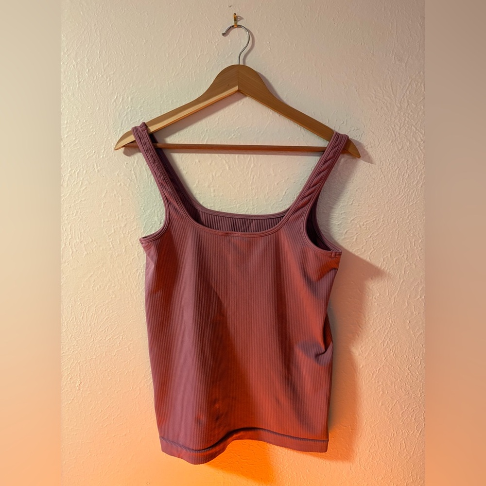 Athleta Brand Lotus Color Seamless Square Neck Women's Purple Ribbed Tank Top